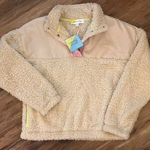 NWT New Hippie Rose Stone Combo Fleece Pullover Sherpa Juniors Size Medium M
